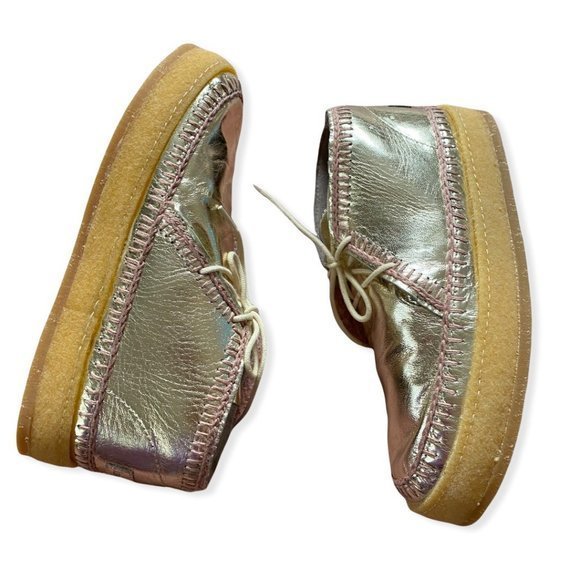 NWT Laidback London Crochet-Accented Booties Gold Anthropologie sz 6 Womens Boot - Picture 8 of 12